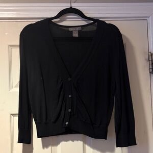 Kenar Black V-Neck Button Cardigan